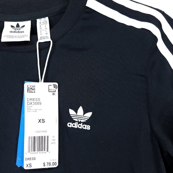 Adidas T-Shirt Dress Size XS Flare Mini 3-Stripes Dress Long Sleeve New - Picture 9 of 10